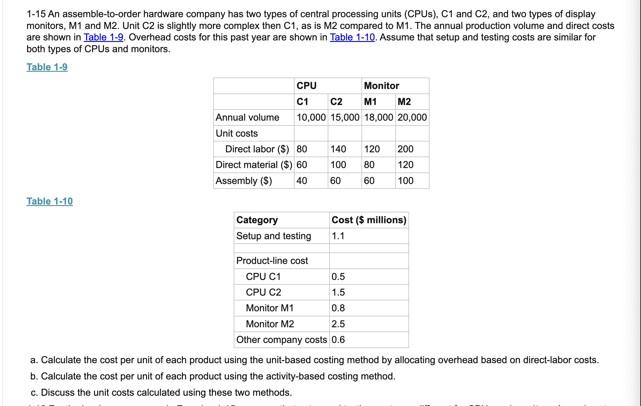1 - 1 5 An assemble - to - order hardware company