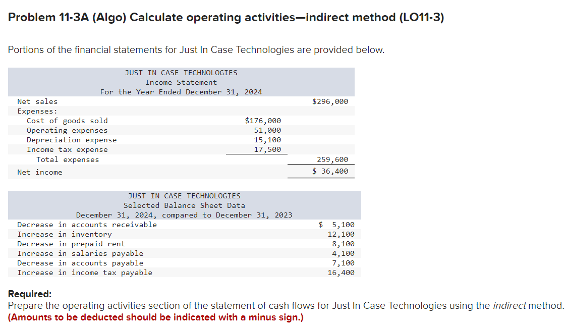 Problem 1 1 - 3 A ( Algo ) Calculate operating