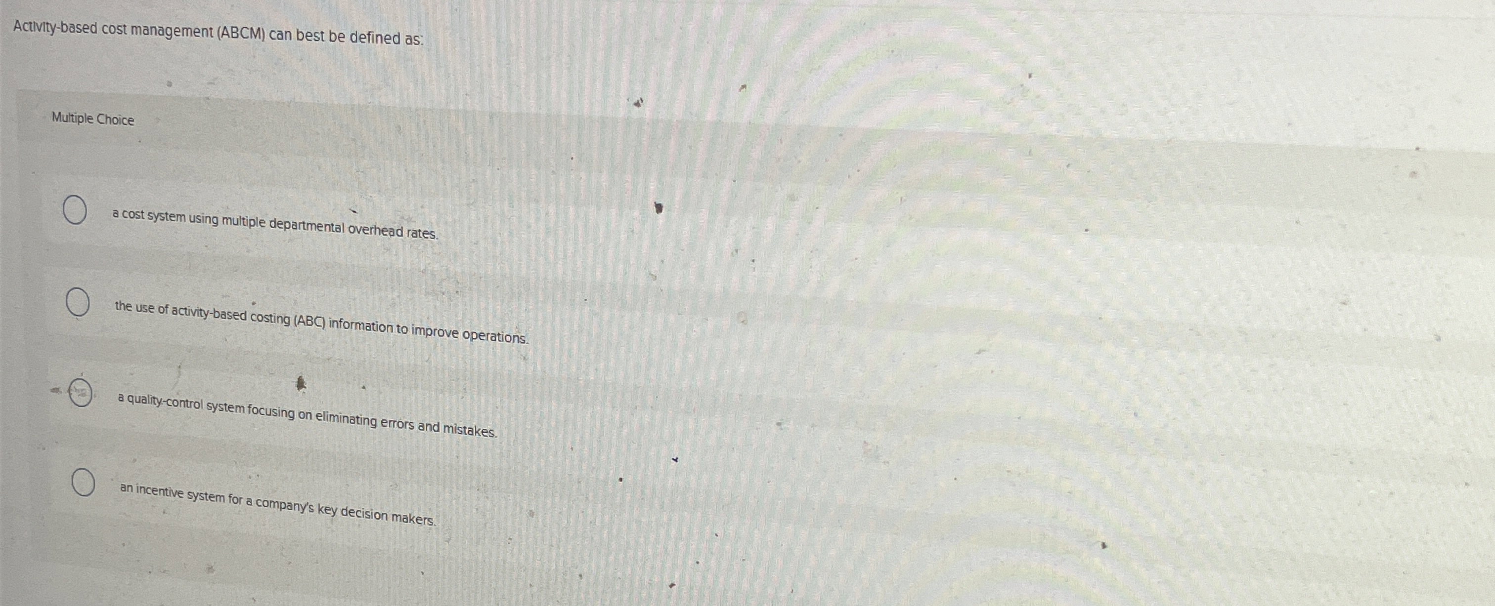 Activity - based cost management ( ABCM ) can