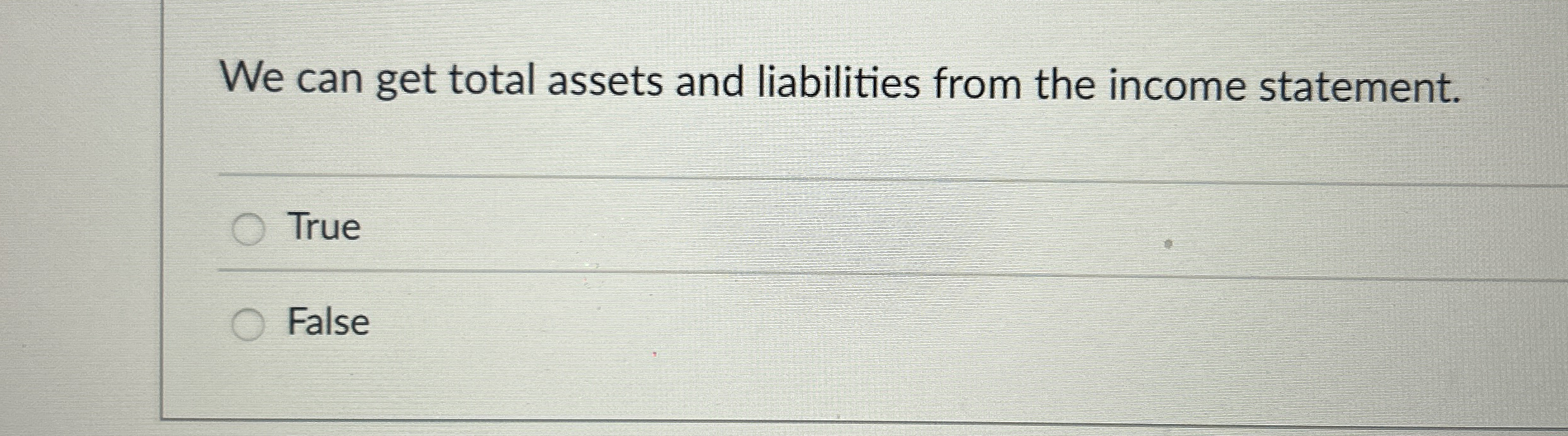 We can get total assets and liabilities from the