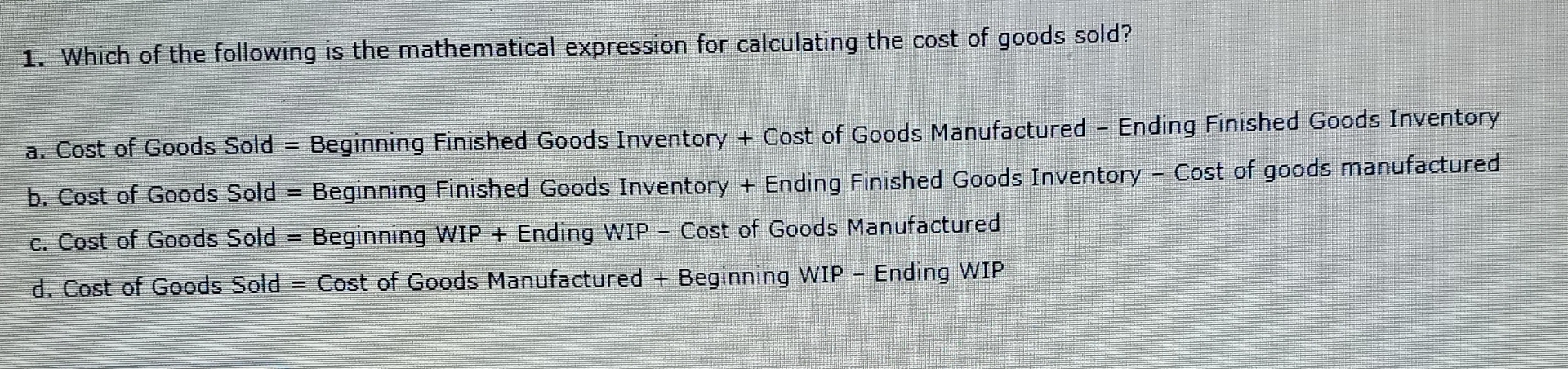 Which of the following is the mathematical