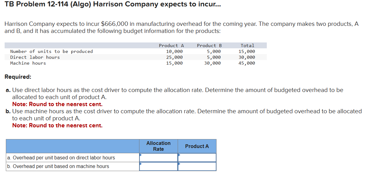 TB Problem 1 2 - 1 1 4 ( Algo ) Harrison Company