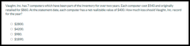 Vaughn, Inc. has 7 computers which have been part