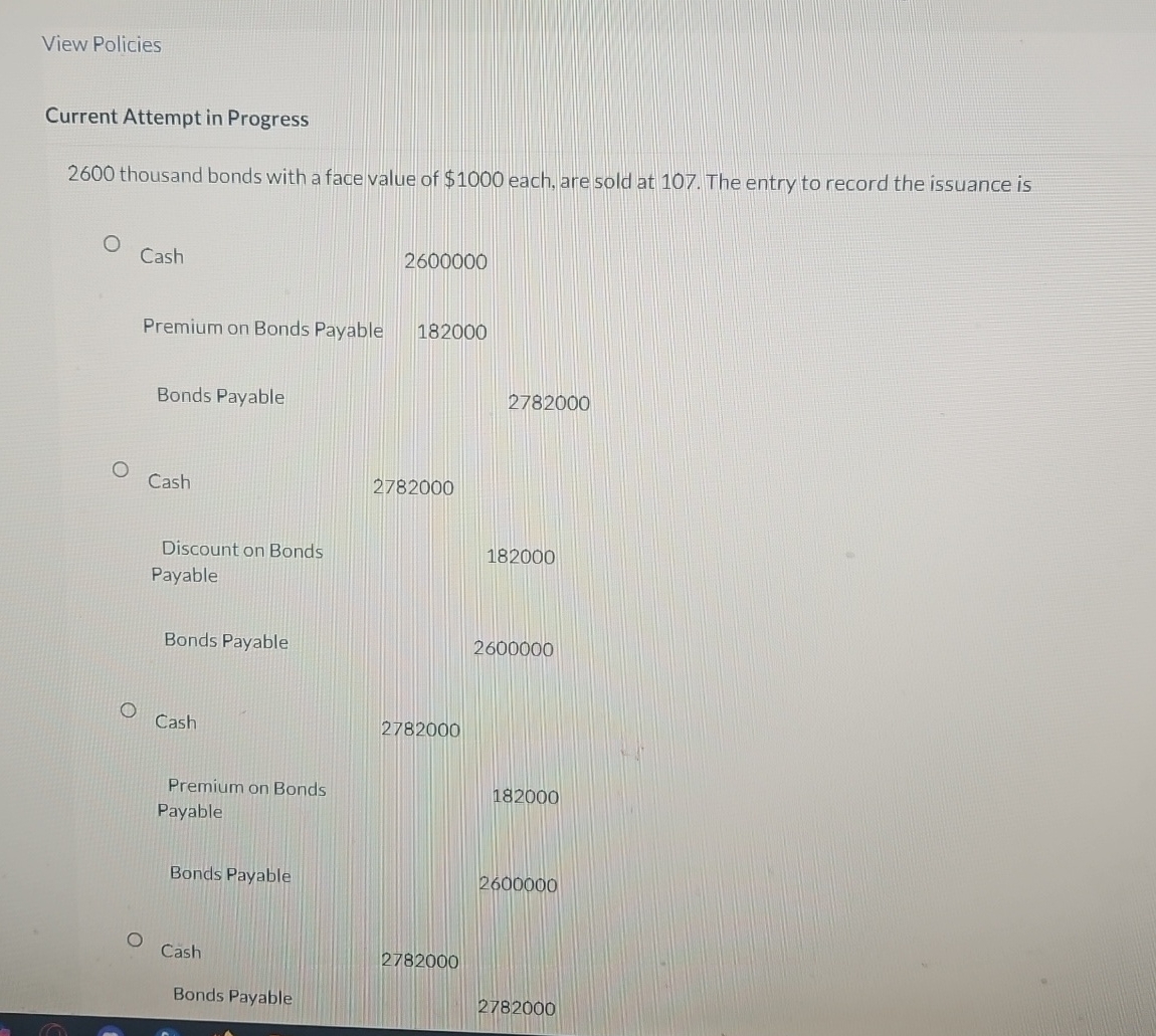 View Policies Current Attempt in Progress 2 6 0 0