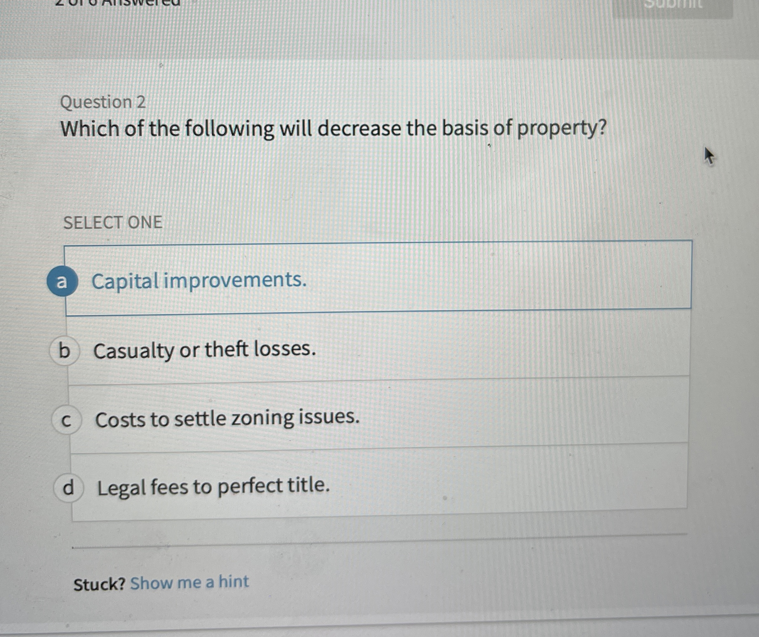 Question 2 Which of the following will decrease