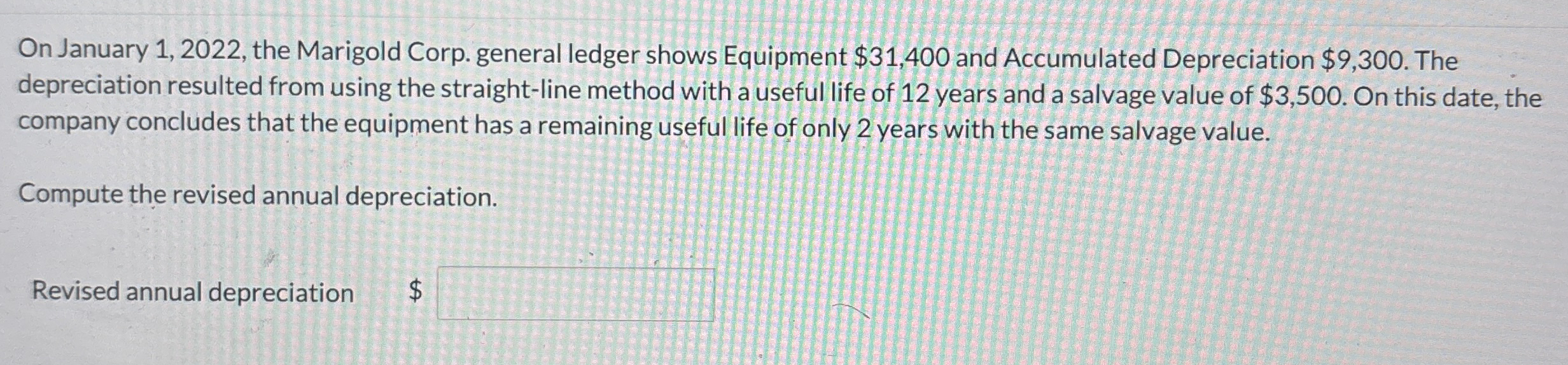 On January 1 , 2 0 2 2 , the Marigold Corp.
