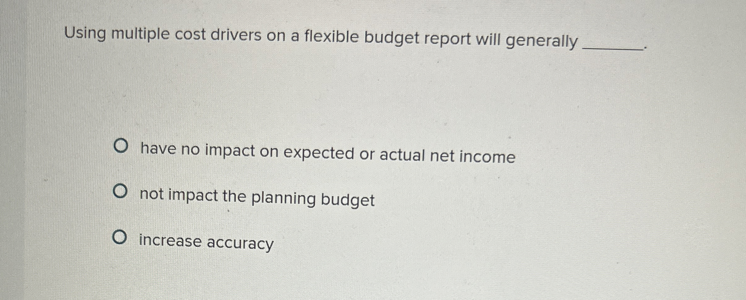 Using multiple cost drivers on a flexible budget