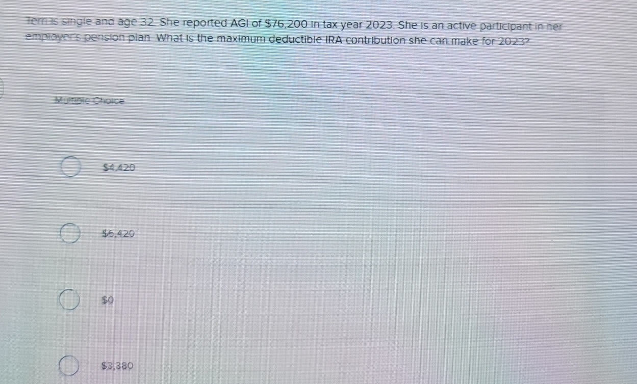 Terris is single and age 3 2 She reported AGI of