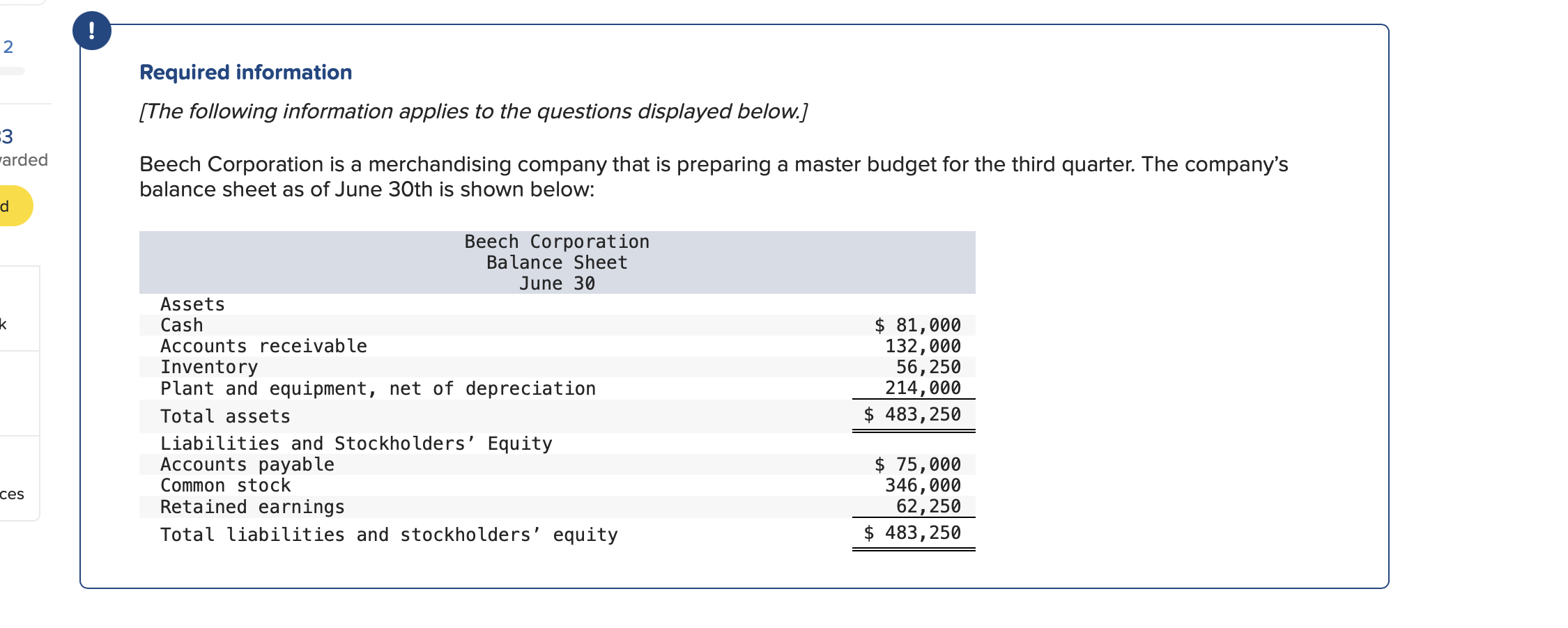 \ ( ! \ ) Required information [ The following