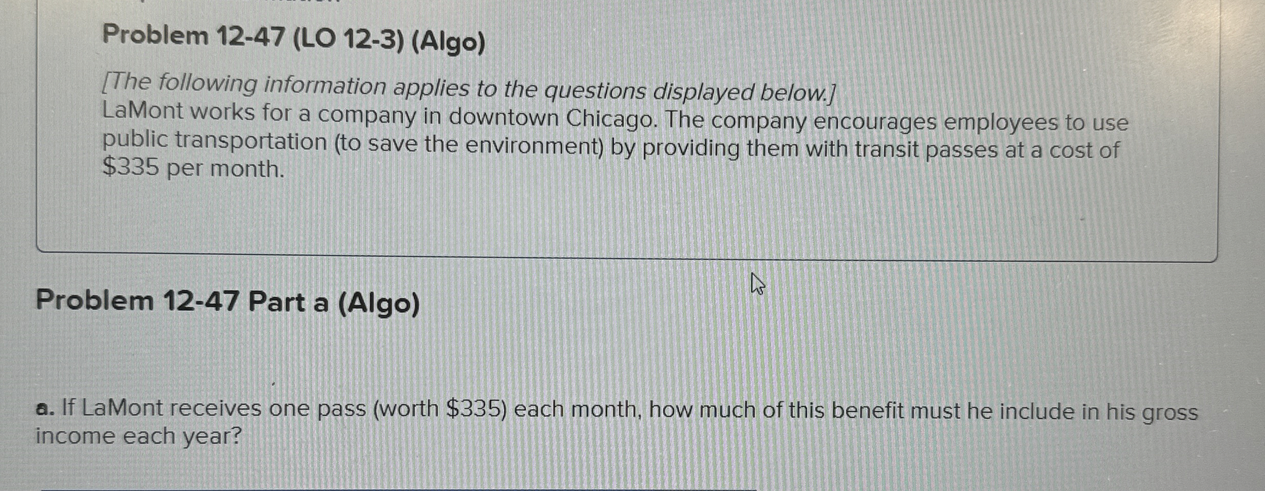 Problem 1 2 - 4 7 ( LO 1 2 - 3 ) ( Algo ) [ The
