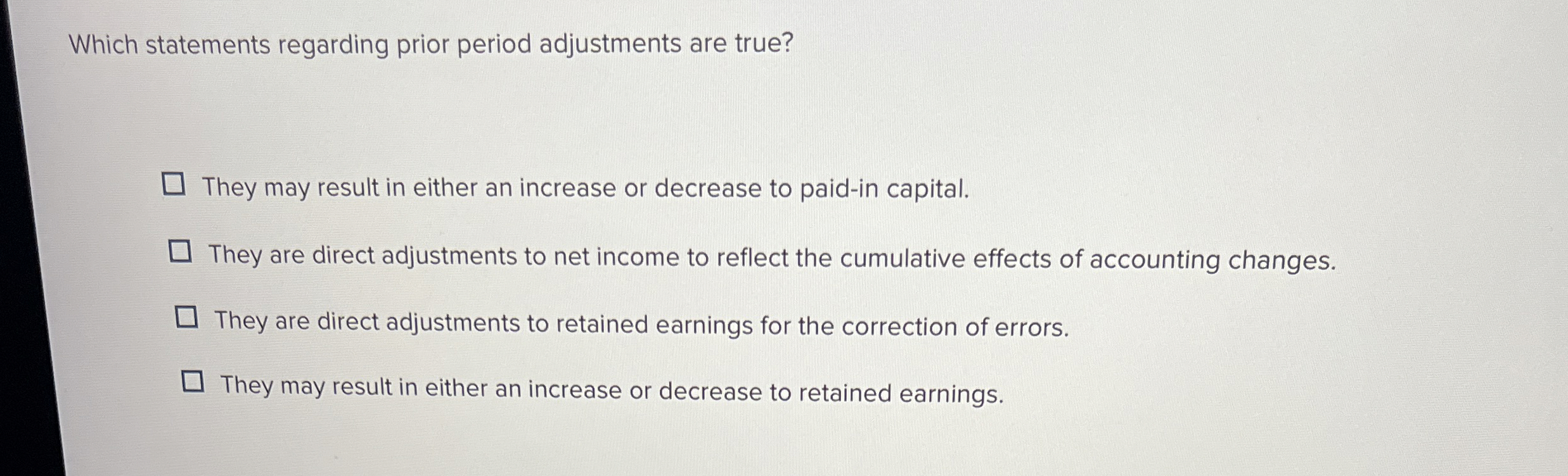 Which statements regarding prior period