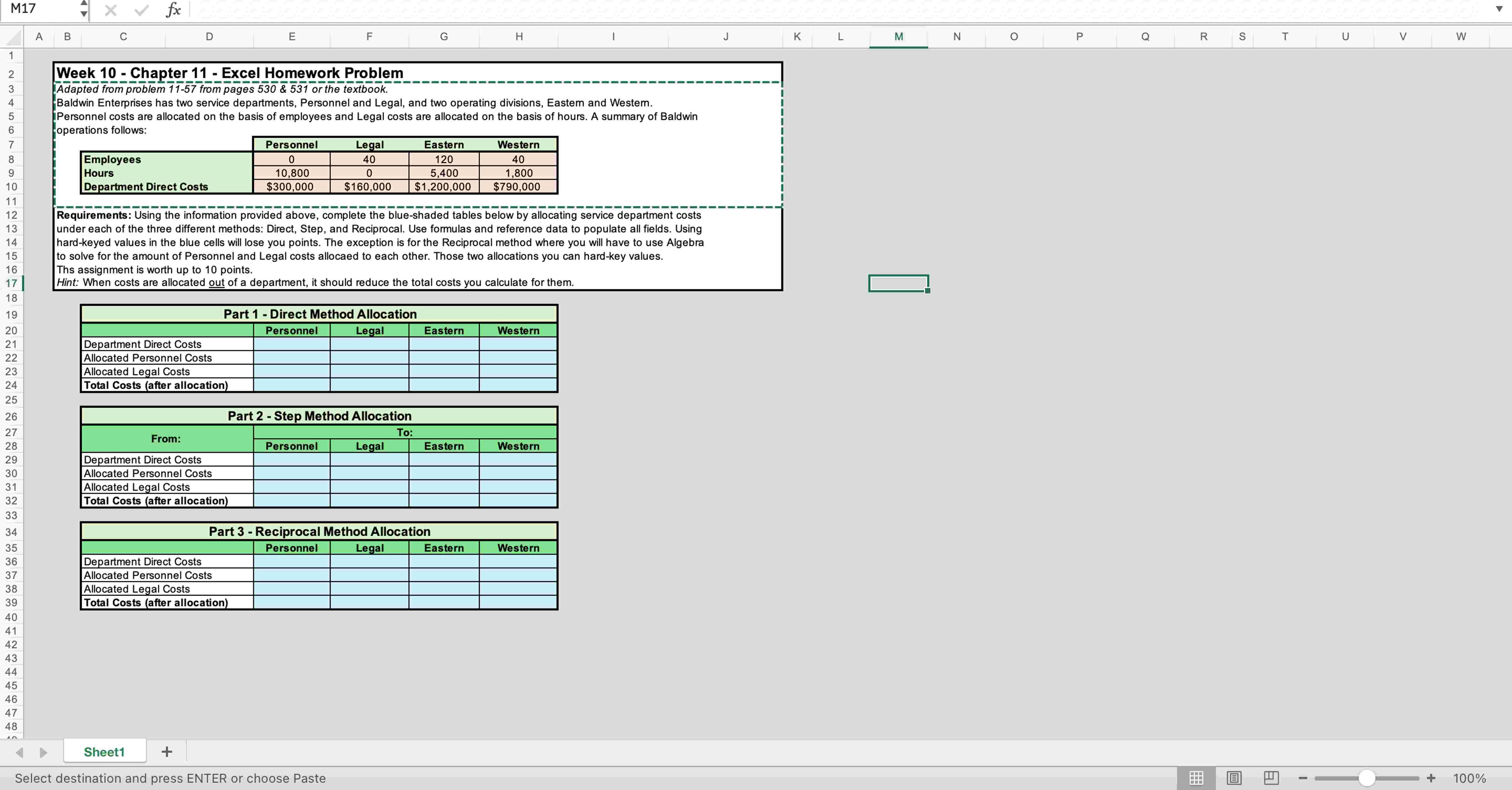 Baldwin Enterprises has two service departments,