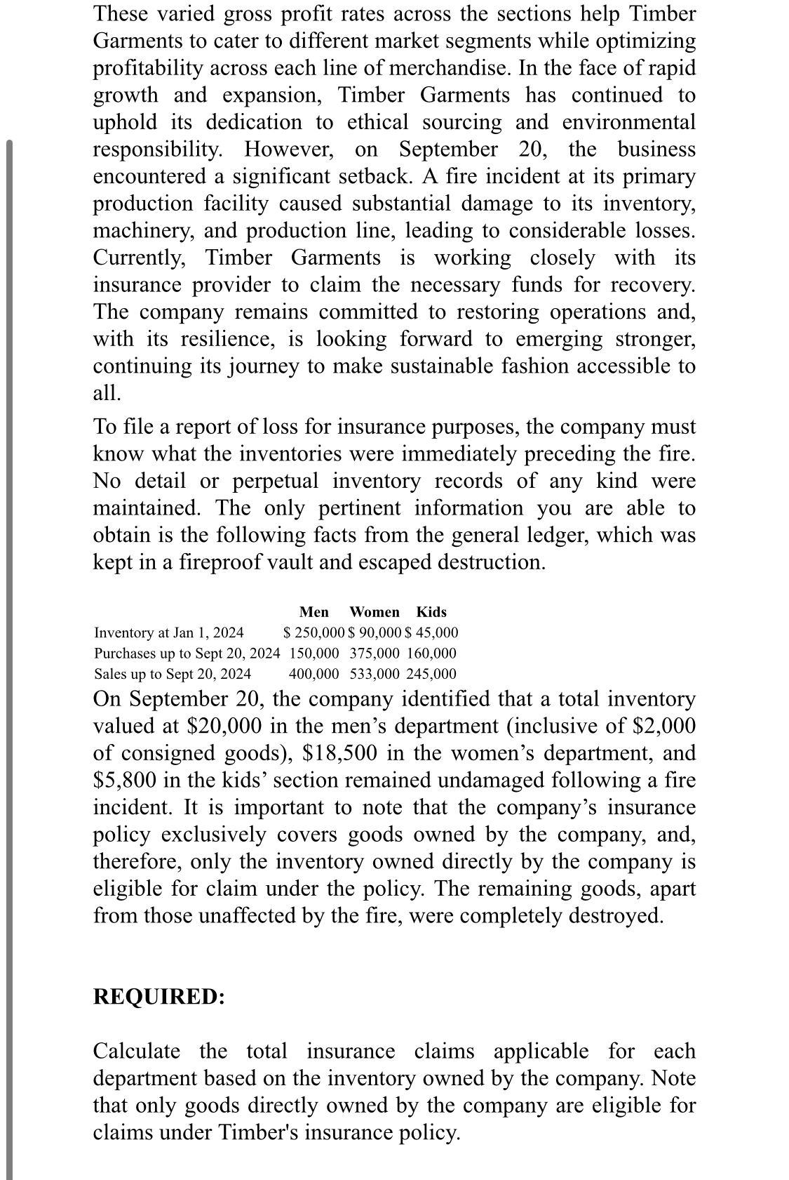 Assignment 1 : Inventories - Additional Valuation