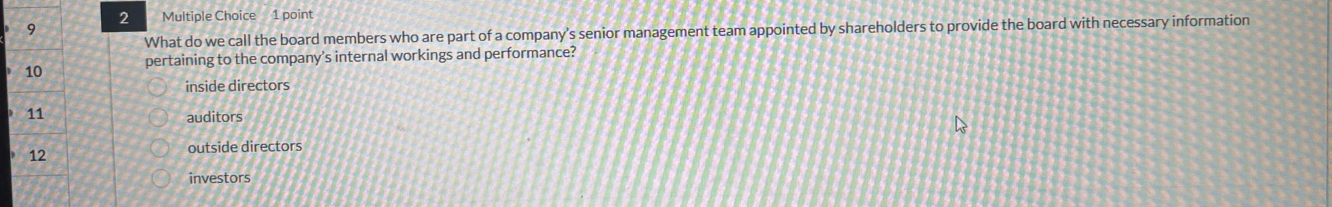 2 Multiple Choice 1 point 1 0 1 1 1 2 What do we