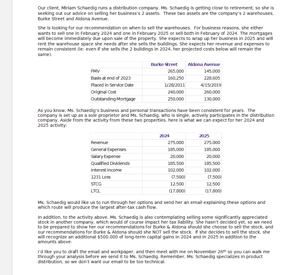 Figure out the tax liability for each scenario