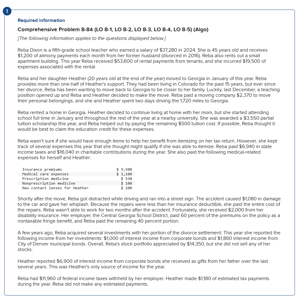 Required information Comprehensive Problem 8 - 8