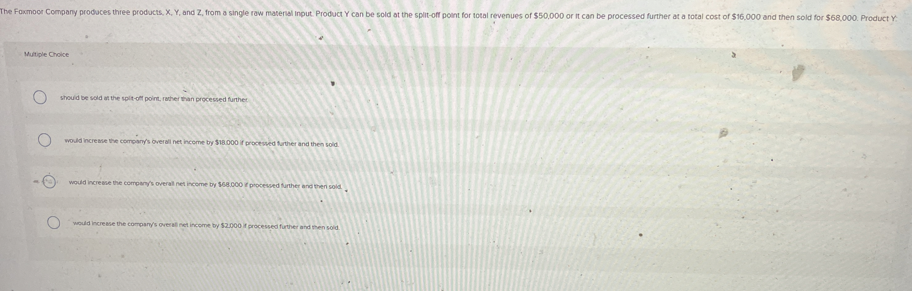 Multiple Choice should be sold at the split - off