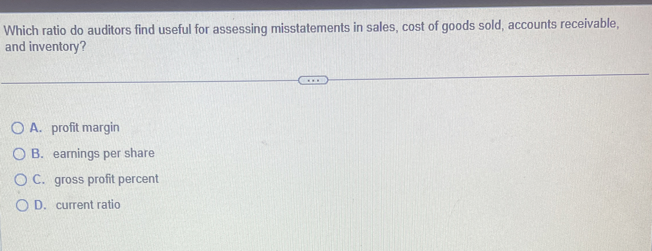 Which ratio do auditors find useful for assessing