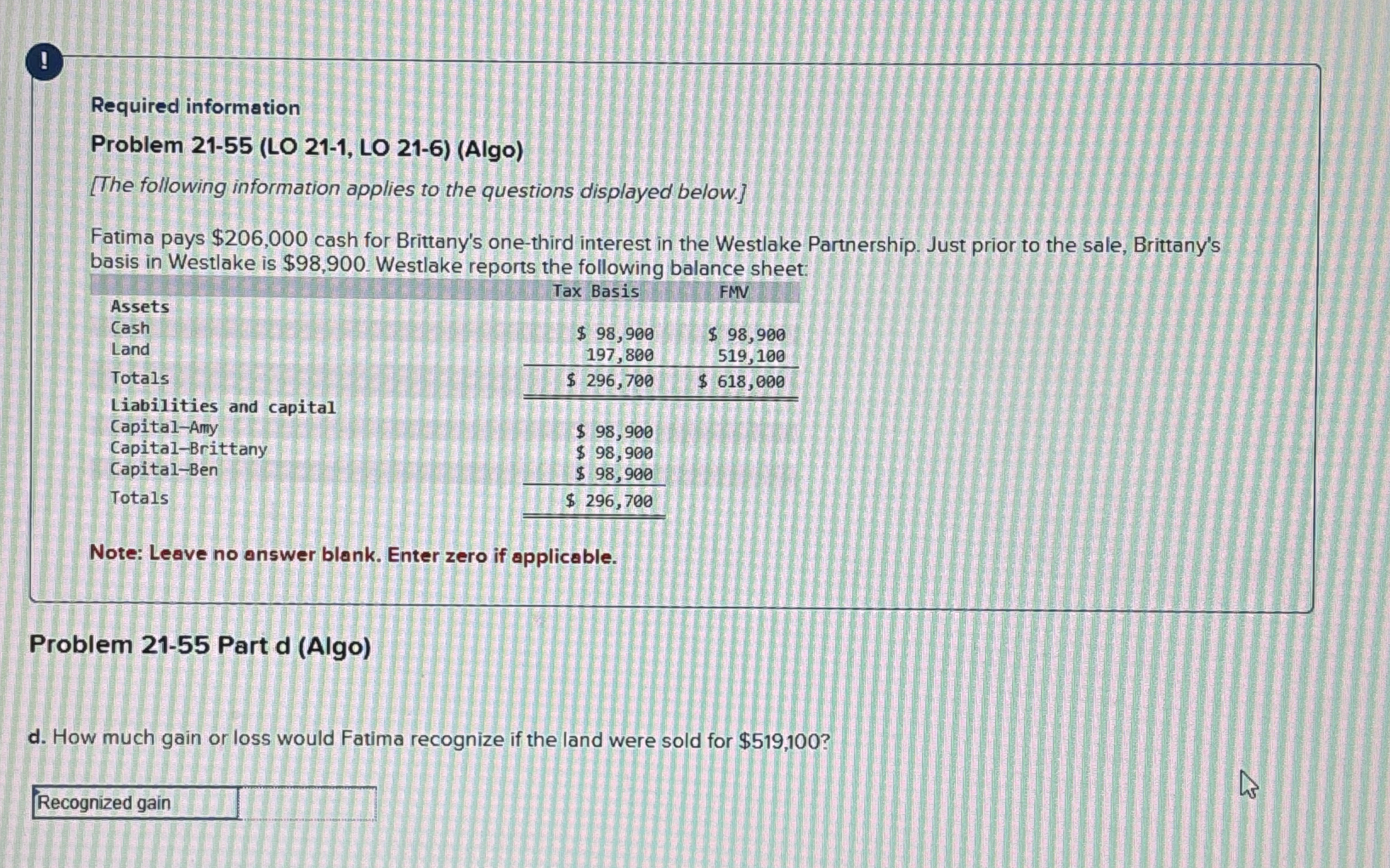 ! Required information Problem 2 1 - 5 5 ( LO 2 1