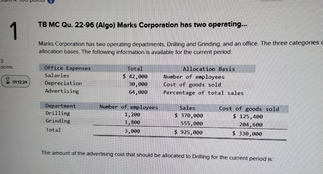 1 TB MC Qu . 2 2 - 9 6 ( Algo ) Marks Corporation
