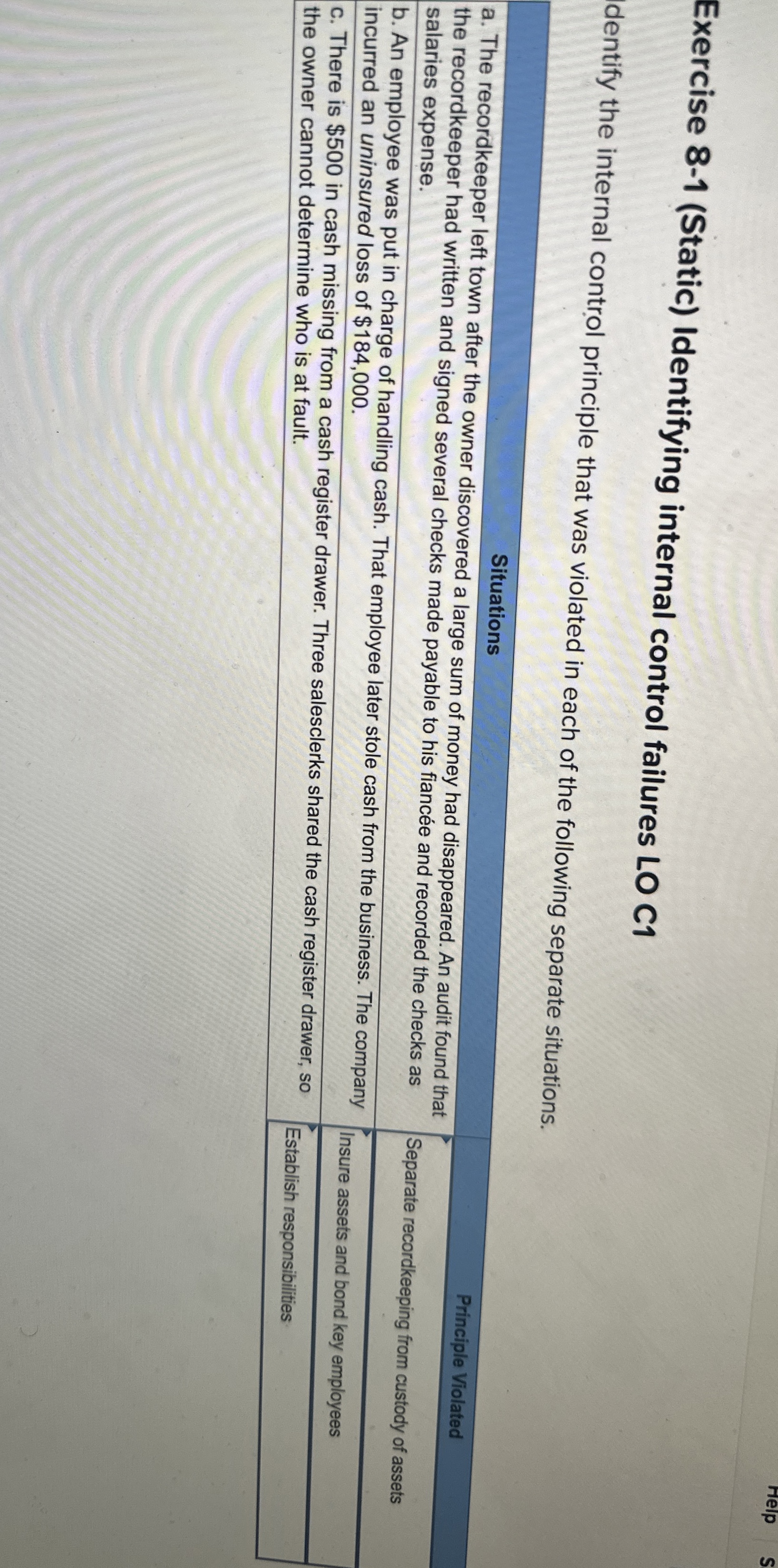 Exercise 8 - 1 ( Static ) Identifying internal