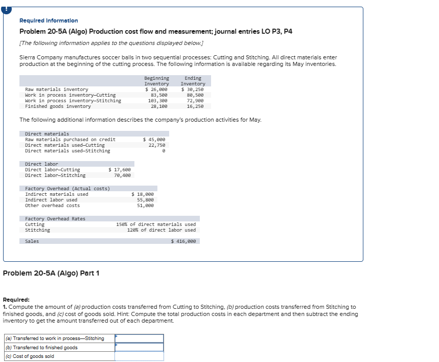 Requlred Information Problem 2 0 - 5 A ( Algo )