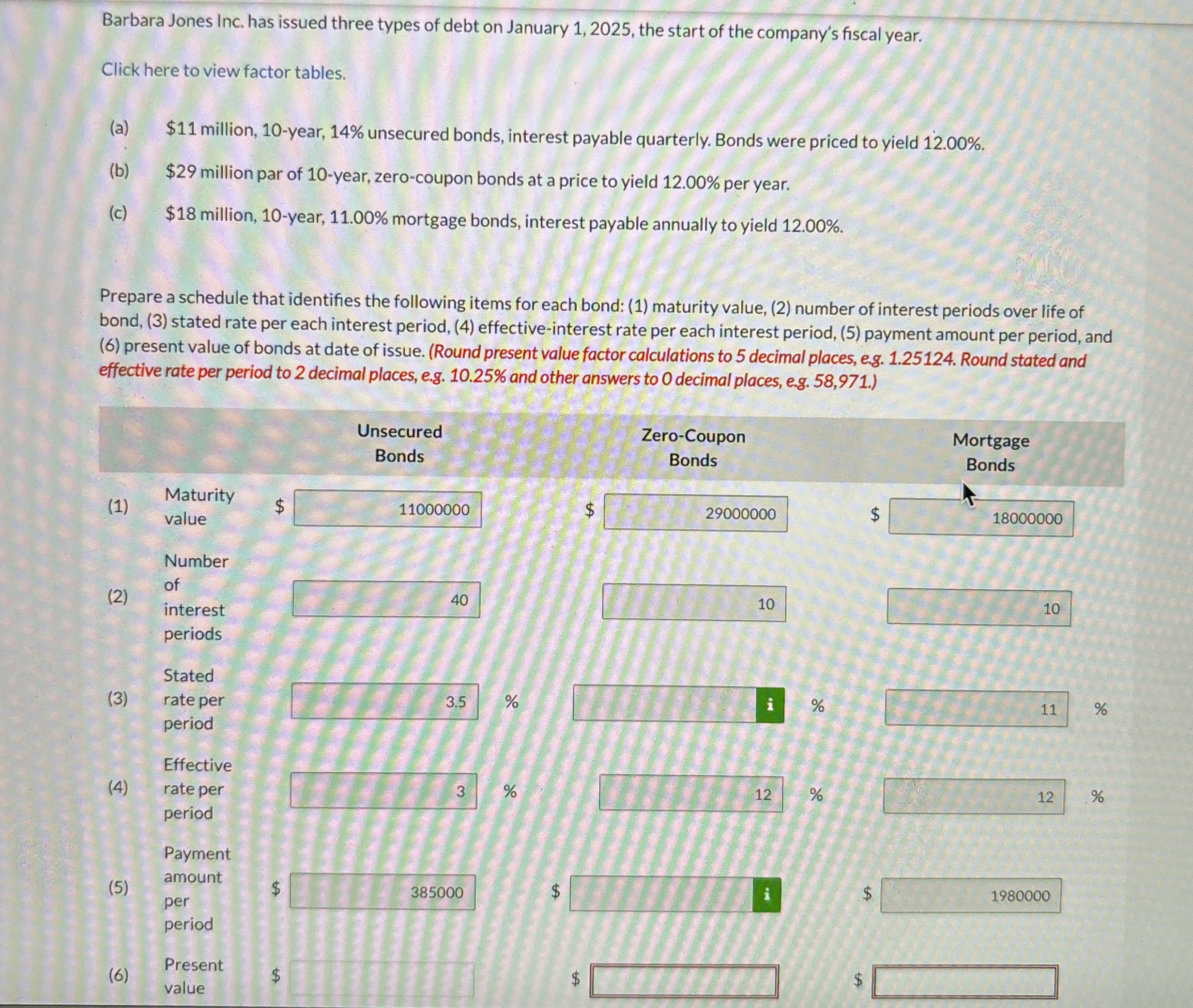 Barbara Jones Inc. has issued three types of debt