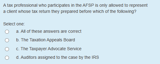 A tax professional who participates in the AFSP