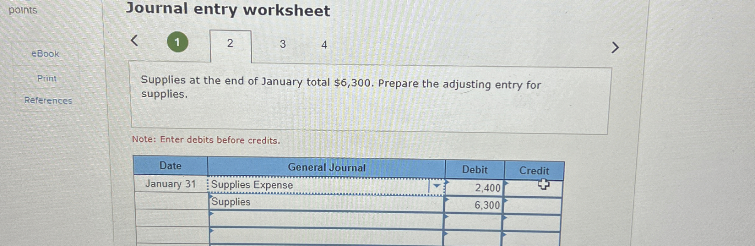 points eBook Print References Journal entry
