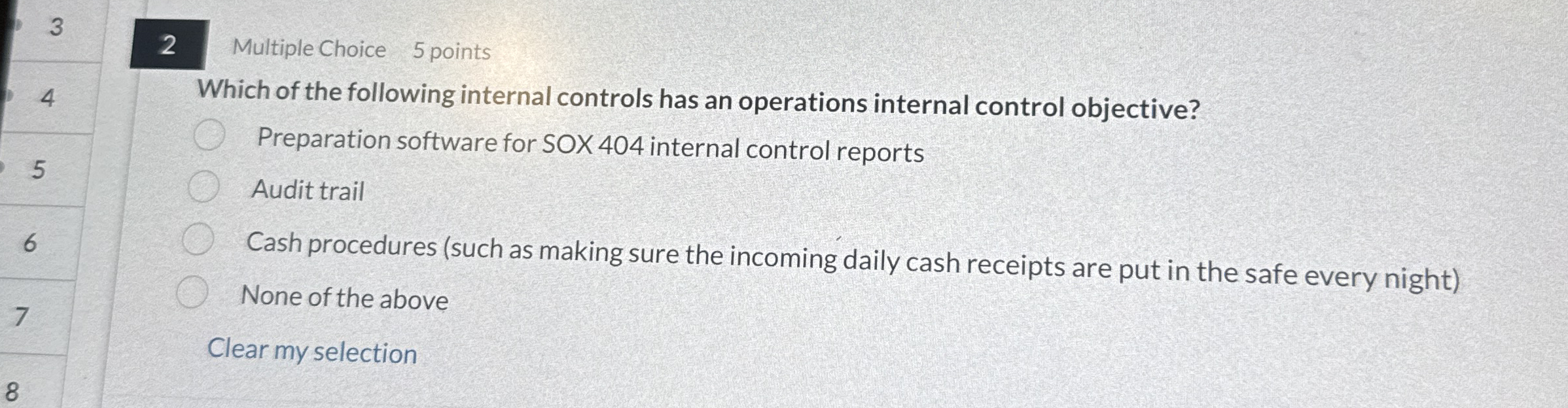 3 2 Multiple Choice 5 points Which of the