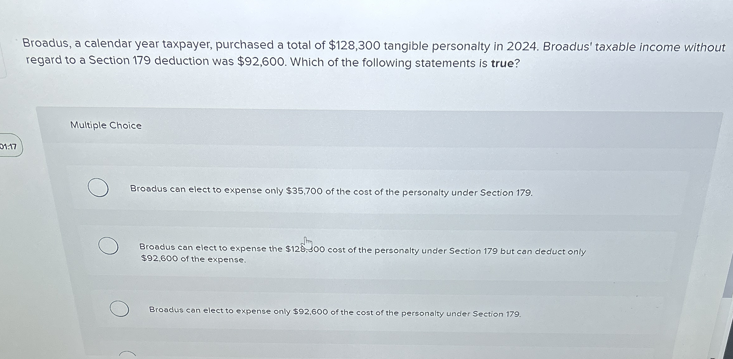 Broadus, a calendar year taxpayer, purchased a