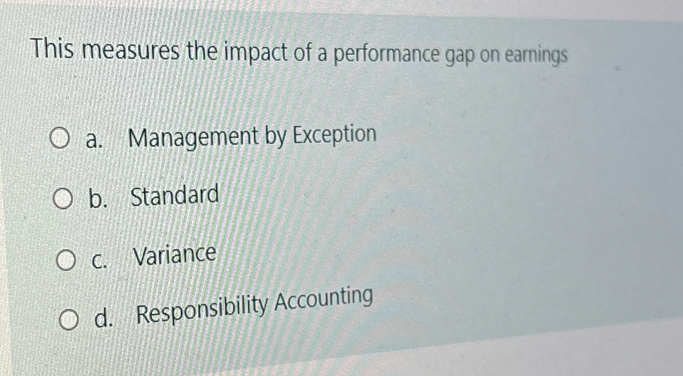 This measures the impact of a performance gap on