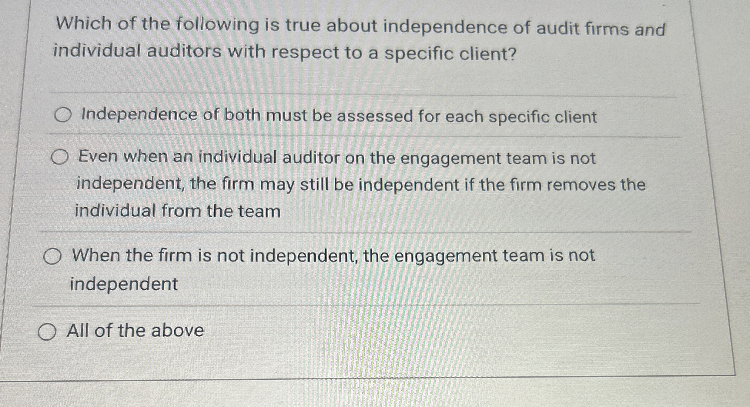 Which of the following is true about independence