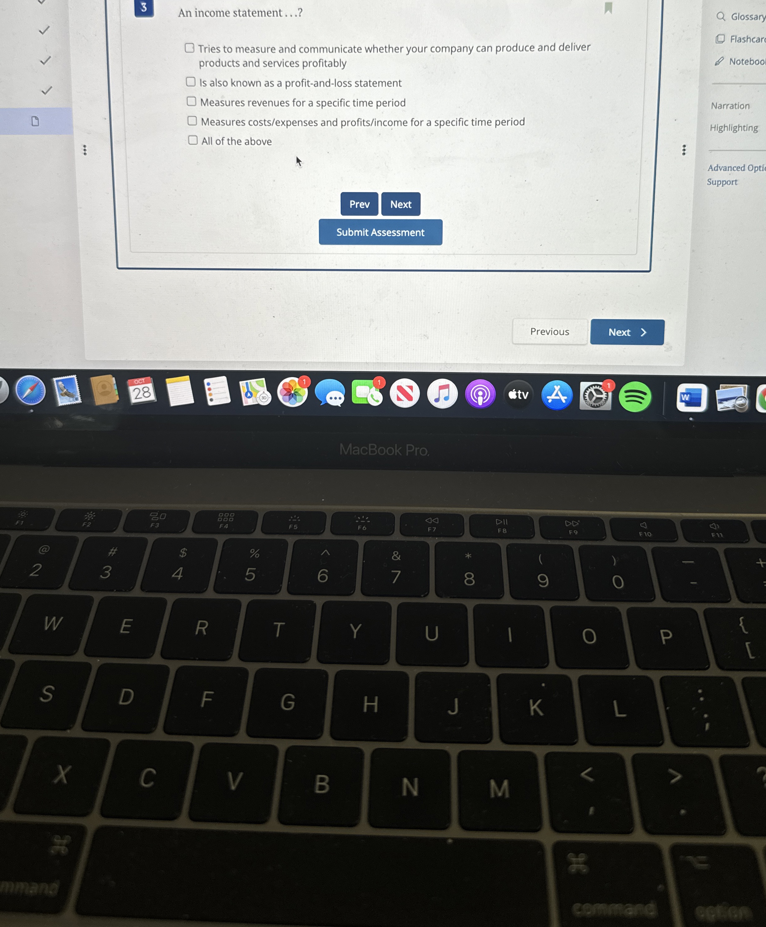3 An income statement . . . ? Tries to measure