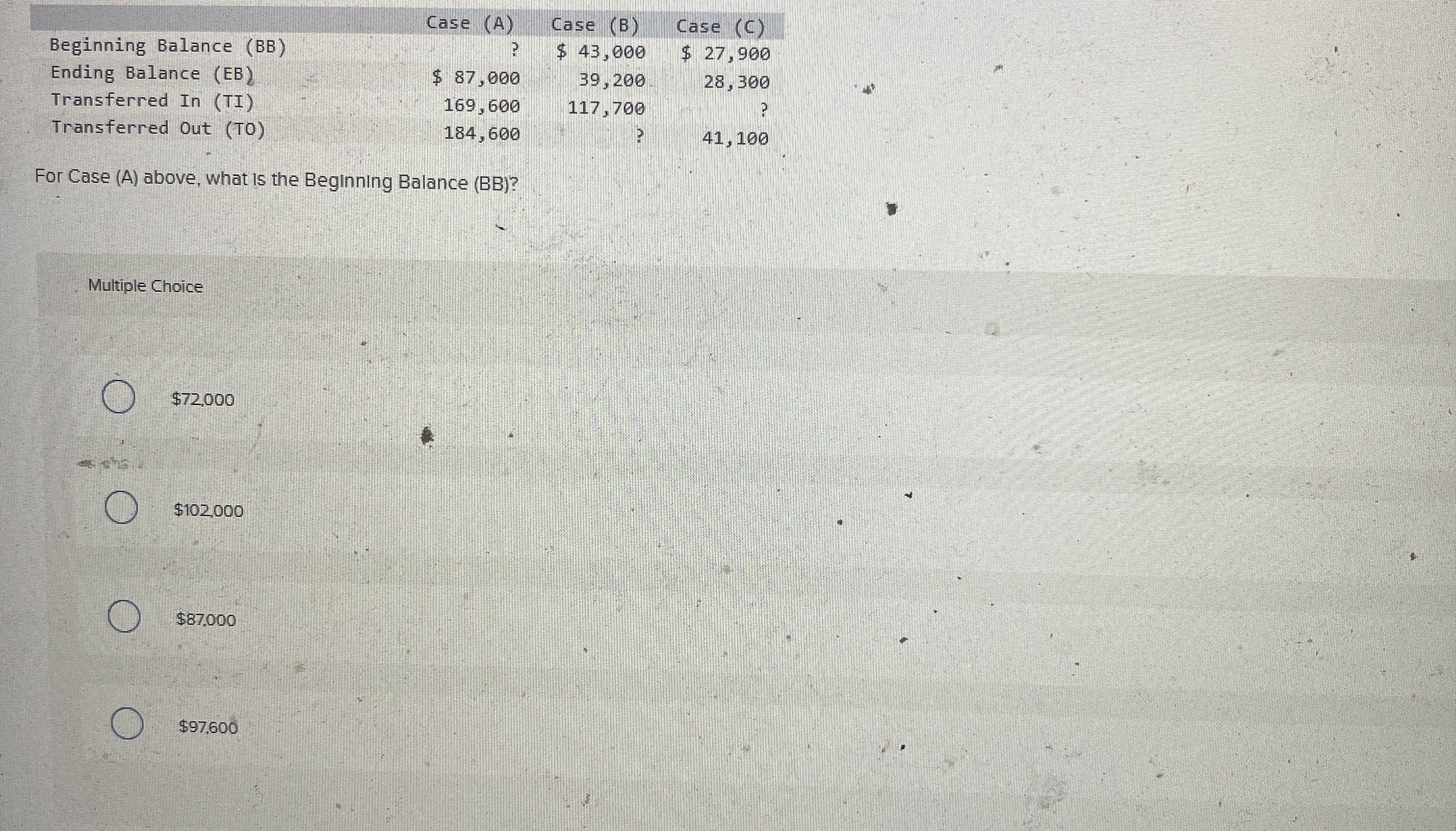 \ table [ [ , Case ( A ) , Case ( B ) , Case ( C