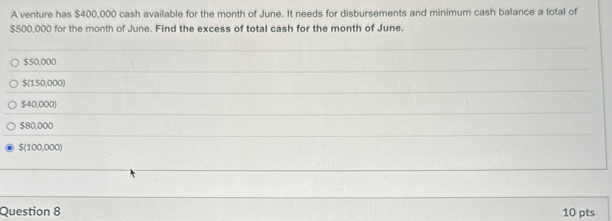 A venture has $ 4 0 0 , 0 0 0 cash available for