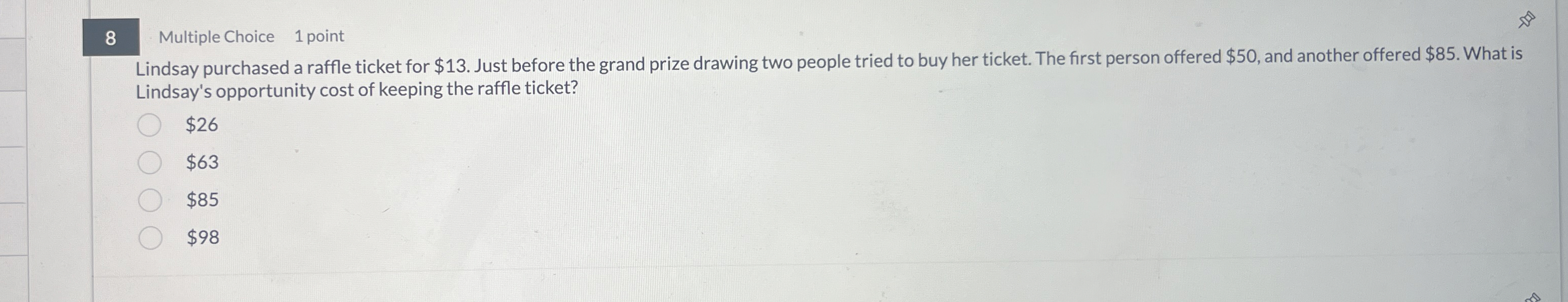 8 Multiple Choice 1 point Lindsay purchased a