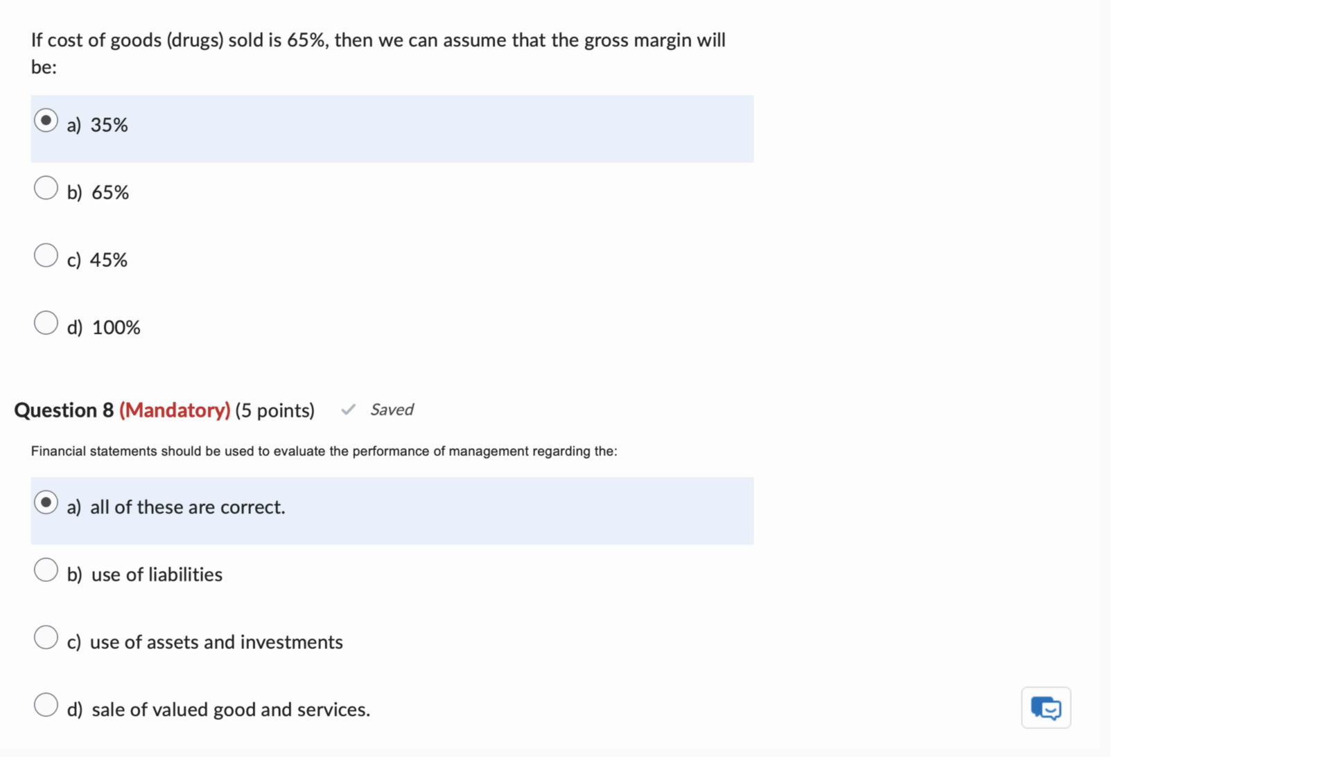 Question 8 ( Mandatory ) ( 5 points ) Financial