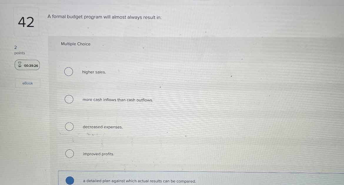 4 2 A formal budget program will almost always