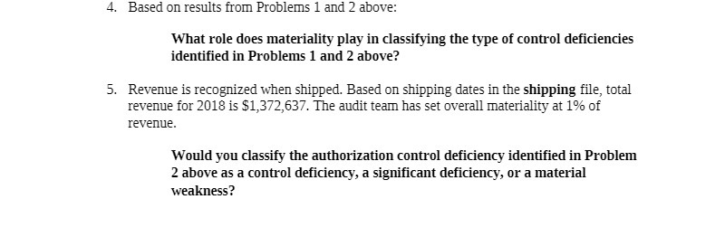 4. Based on results from Problems 1 and 2 above:
