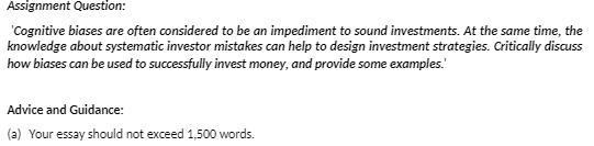 Assignment Question: 'Cognitive biases are