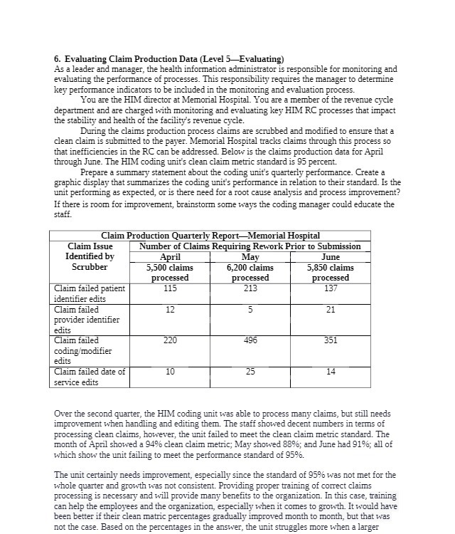 6. Evaluating Claim Production Data (Level