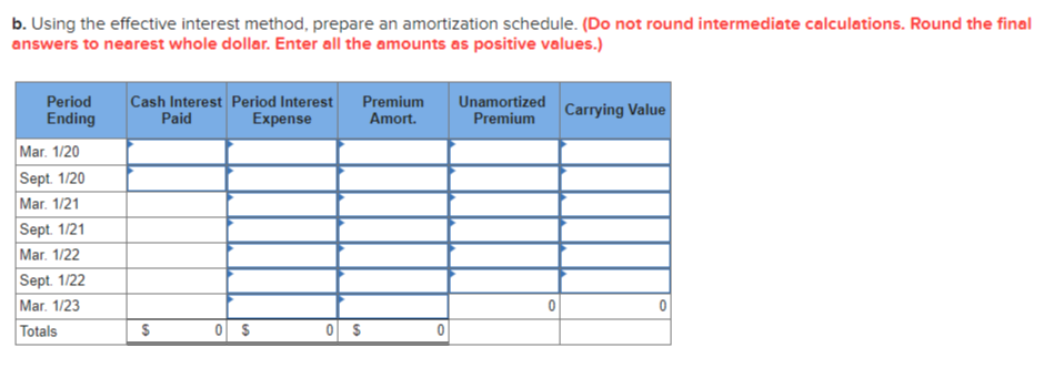 b. Using the effective interest method, prepare