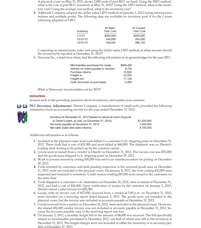 A physical count on May 31, 2012, shows 2,000