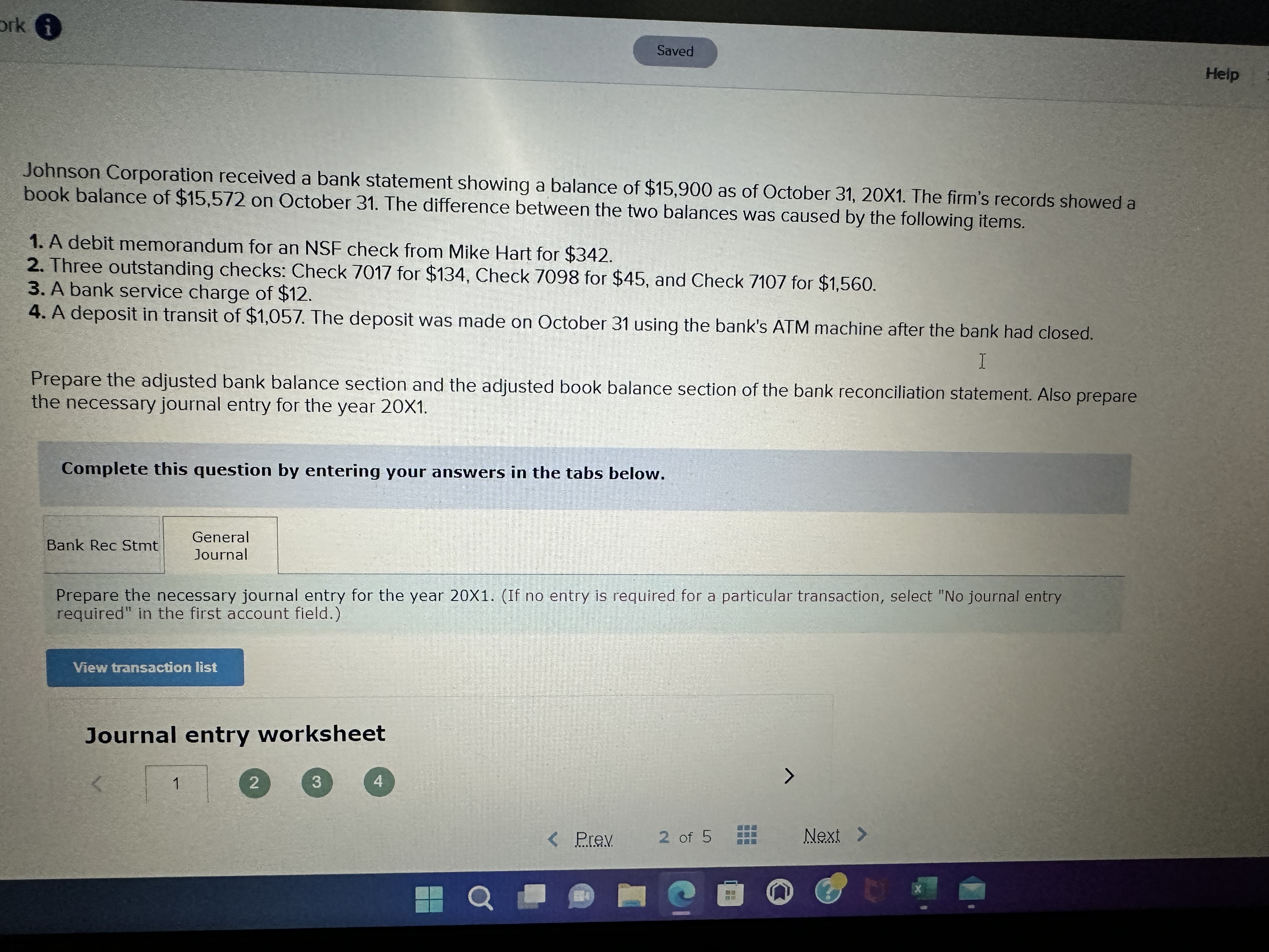 Journal entry worksheet 3 Record the returned