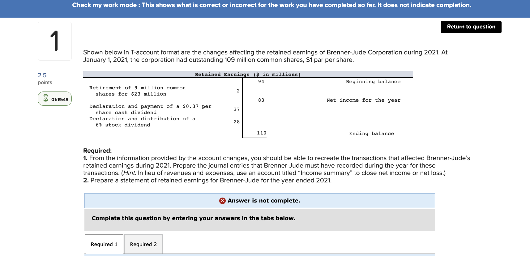 Check my work mode : This shows what is correct