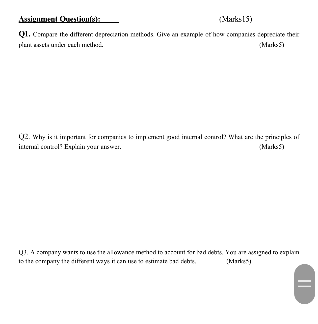 Assignment Question(s): (Marks 15) Q1. Compare