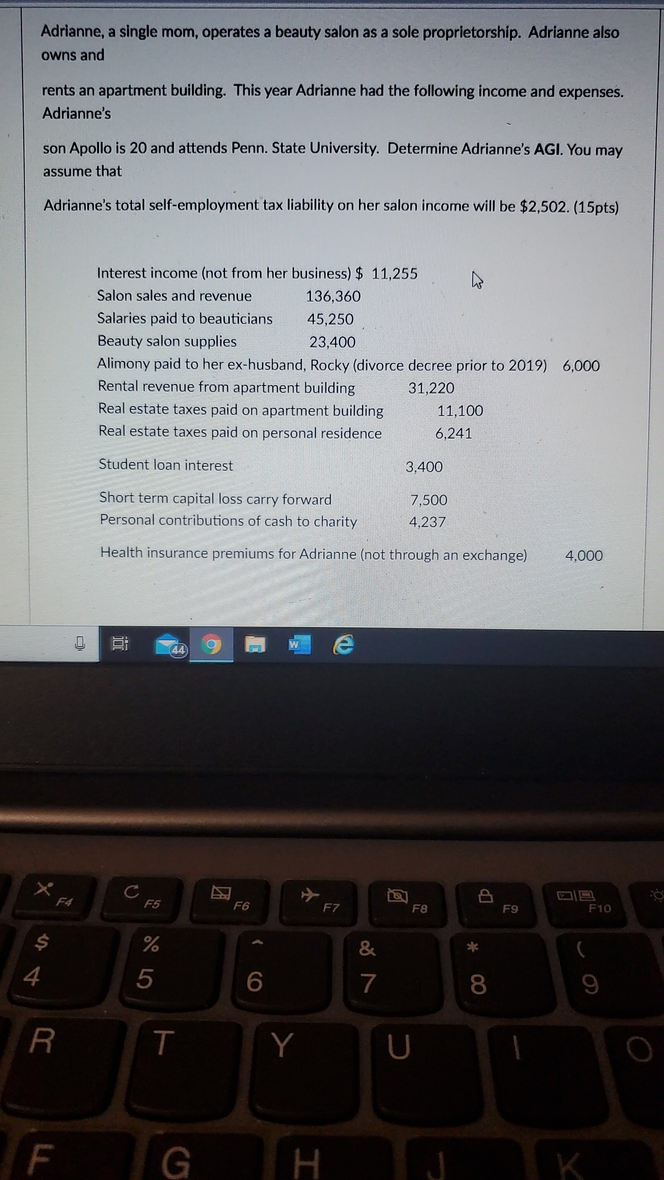 accounting tax Adrianne, a single mom, operates a