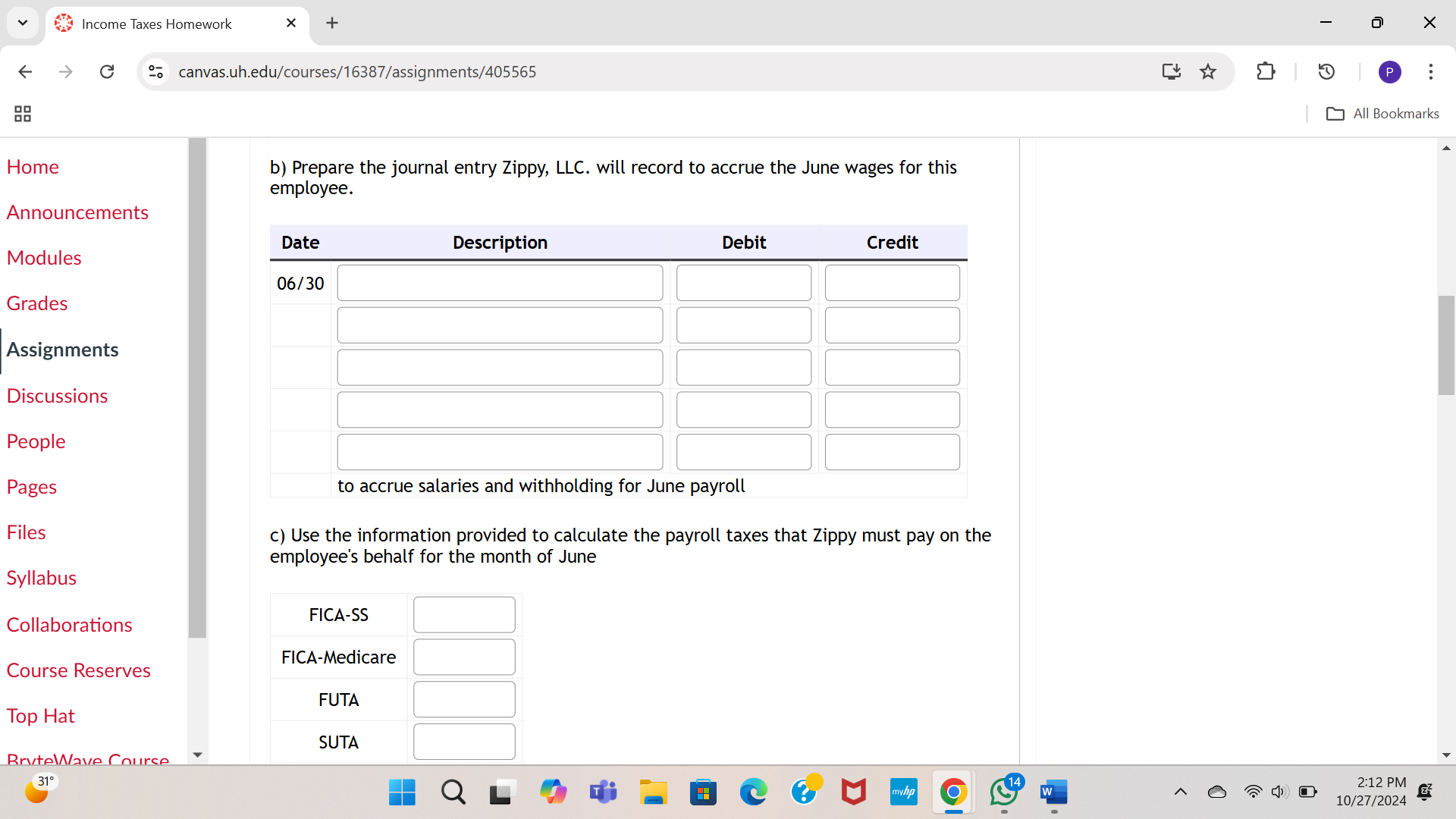 < c % H 2024 Fall 1 Home Announcements Modules