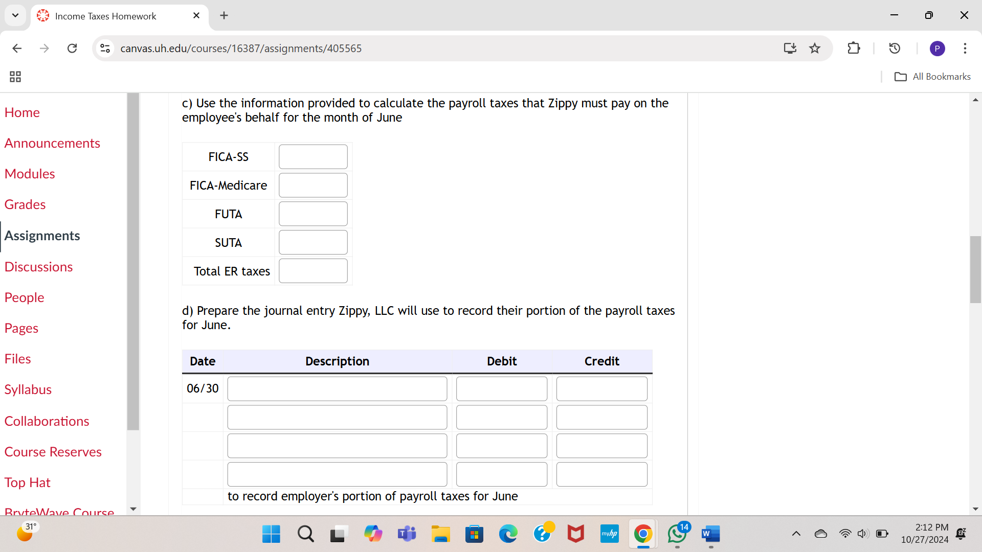 < c % H 2024 Fall 1 Home Announcements Modules